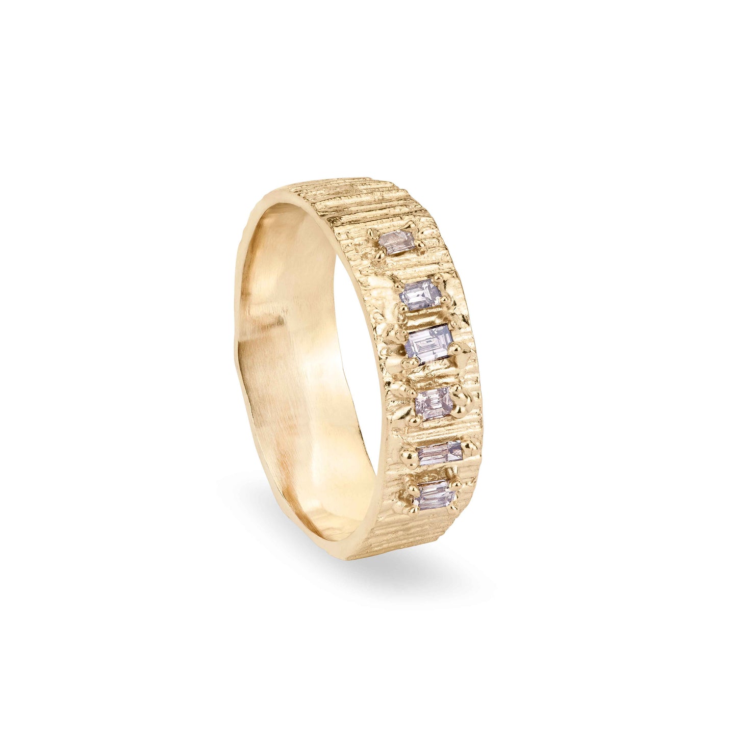 Baguette champagne diamond ring on gold band