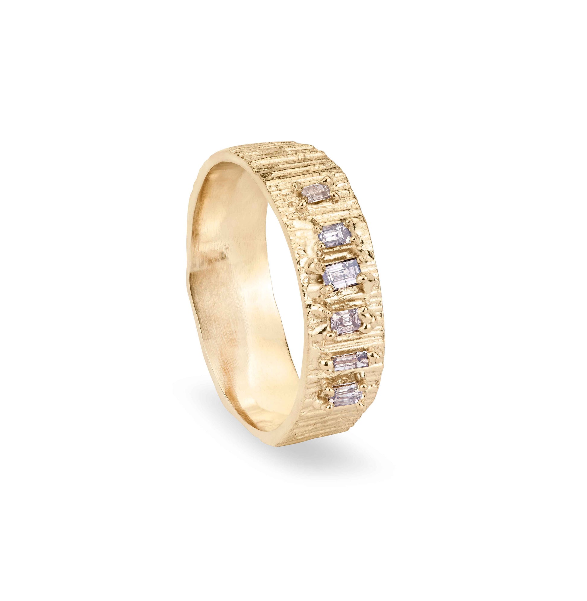 Baguette champagne diamond ring on gold band