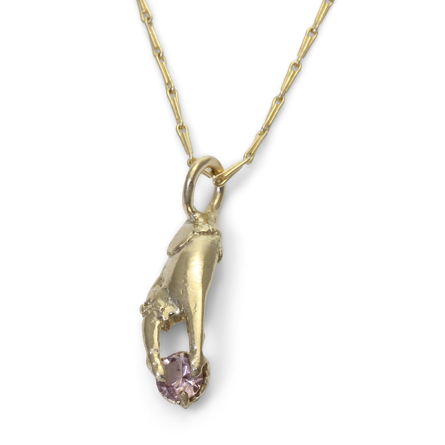 Little crab claw holding a pink garnet. A perfect present for a sea lover.