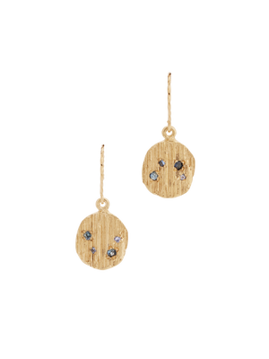 Picture of gold bark earrings with sapphires 
